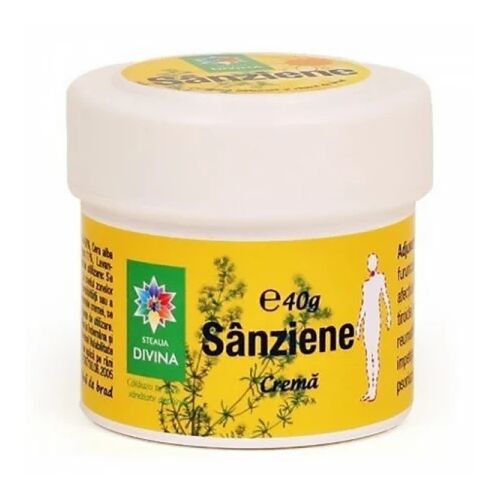 SANZIENE krém 40g tégely, gyógynövényes krém ízületi és izomfájdalmakra, sárga címke növénnyel - Gyógynövény krém
