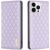 Wooze Pillow steppelt lila flip telefontok Samsung Galaxy M23 5G-hez, elöl és hátul nézetben kamera kivágással