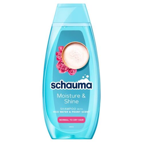 Schauma Moisture & Shine sampon 400ml rizzsel és bazsarózsa illattal normál és száraz hajra 