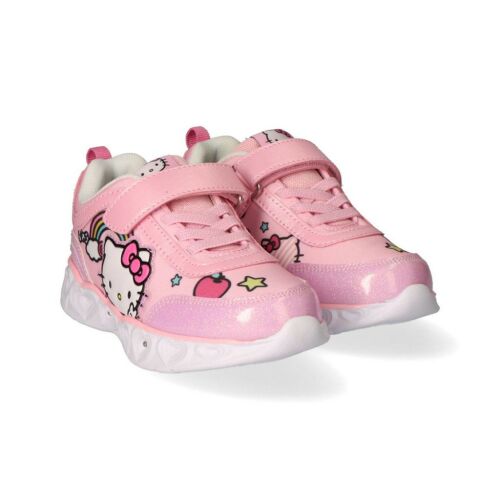 Pár Hello Kitty Rainbow LED villogó világító utcai cipő lányoknak, rózsaszín, oldalnézet - Utcai - sport gyerekcipő