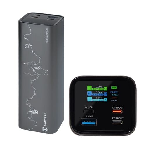 TACTICAL SQUAD HEAD QUARTERS vésztöltő USB+2 Type-C aljzat 27000mAh, LED kijelző, SÖTÉTSZÜRKE 167671021 - Tactical