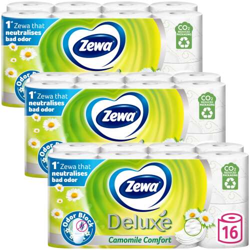Zewa Deluxe Camomile Comfort 3 Ply Toilet Paper 3x16 role