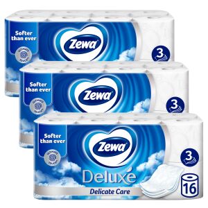 Zewa Deluxe Delicate Care 3 Lagen Toilettenpapier 3x16 Rollen 138818062 - Papierprodukte für den Haushalt