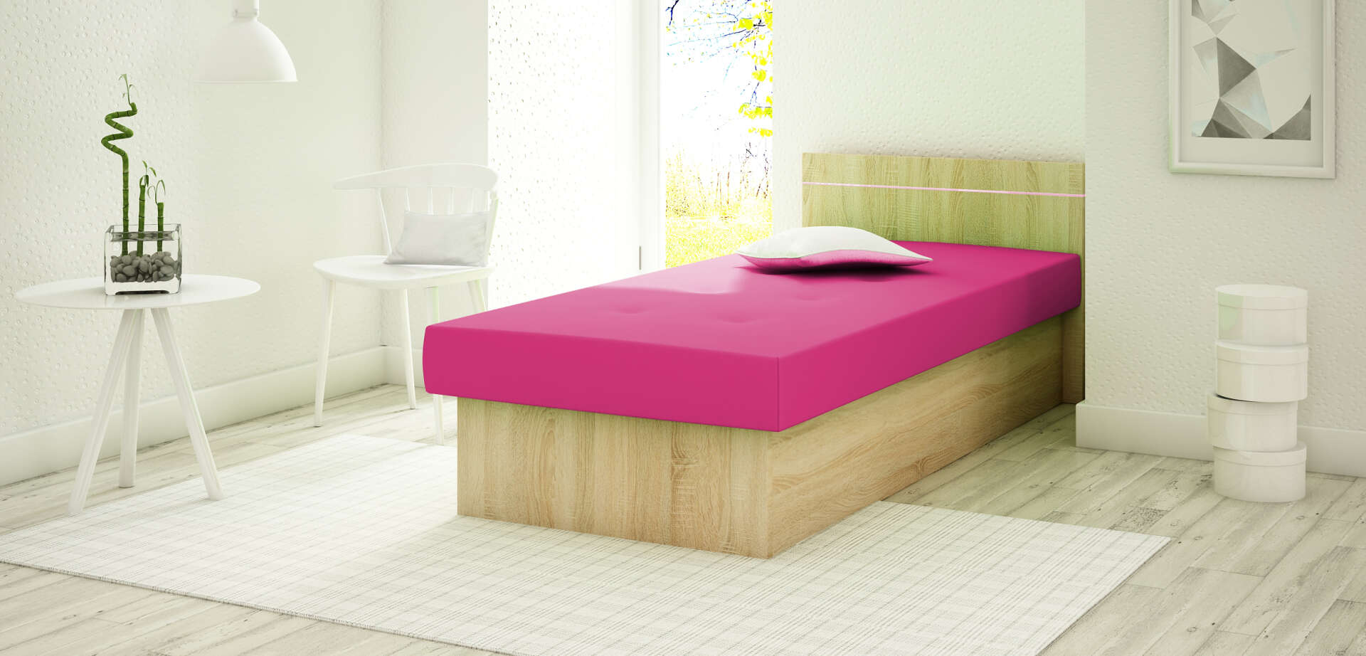 Berta Ifjúsági ágy háttámlával 80x190cm - Többféle színben