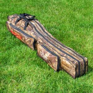 2m dlhý rybársky vak s 2 priehradkami a 2 vreckami na uloženie, maskovací vzor - Vaky na prúty a držiaky na prúty s pevným puzdrom