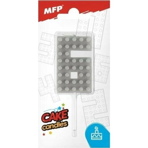 MFP tortagyertya, 6-os számú, szürke 8800101 167695827 - Születésnapi gyertya és tortadísz