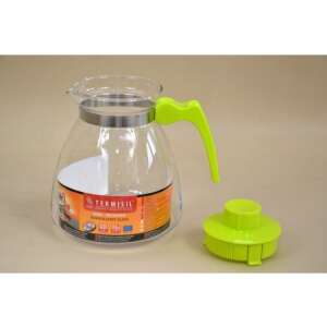 Cannă de ceai rezistentă la căldură, 2,1L Termisil cană de ceai din sticlă borosilicată cu mâner și capac verde - Ceainic