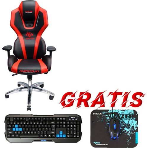 E-Blue Auroza EEC301P Gamer Szék LED Háttérvilágítással Piros-Fekete + Polygon Gaming Szett 167724198 - Gamer szék
