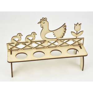 Fa tojástartó csirkével és csibékkel, tökéletes húsvétra - Fa felirat & dekorációs elem