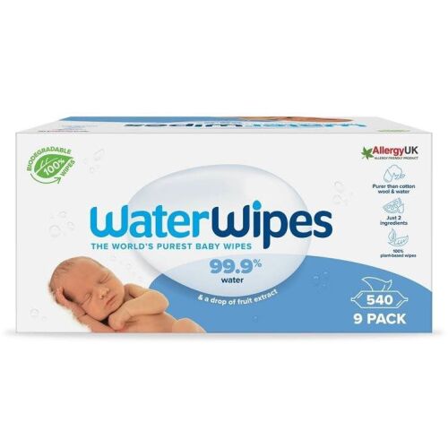 WaterWipes 540 darabos, 9 darabos lebomló baba törlőkendő érzékeny bőrre - Nedves törlőkendő és Pelenka