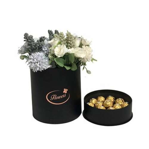 Cutie de bomboane și flori într-unul singur - negru