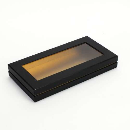 Cutie de hârtie cărămiziu plat cu interior auriu negru
