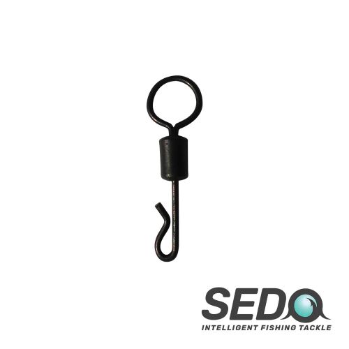 Egyetlen SEDO Helicopter Quick Lock Swivel Long Barrel, fekete, horgászathoz, fehér háttéren - Horgász forgó és kapocs