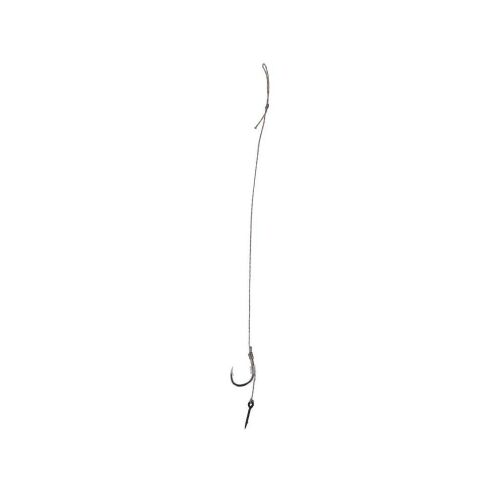 Mikado Method Feeder Xtra Strong Csalitüskés Rig No.12 10cm, egyetlen elkötött horgász előke csalitüskével fehér alapon, közeli szögből nézve - Előkötött horog