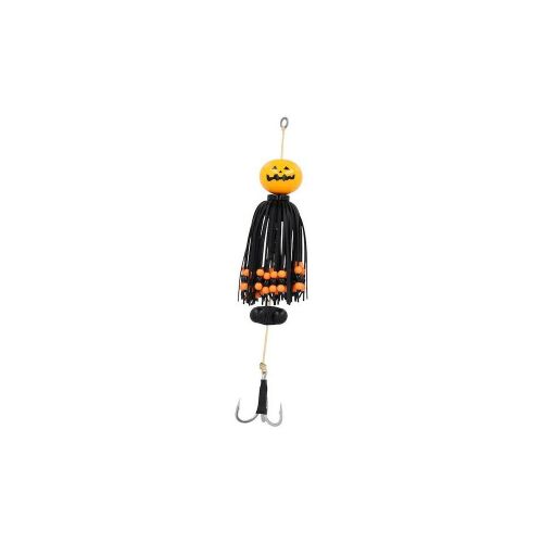 Mikado Bogey Pumpkin 250g harcsázó műcsali narancssárga tökfejjel és fekete szoknyával, narancssárga gyöngyökkel és hármashoroggal a hatékony harcsahorgászathoz - Körforgó és támolygó villantó
