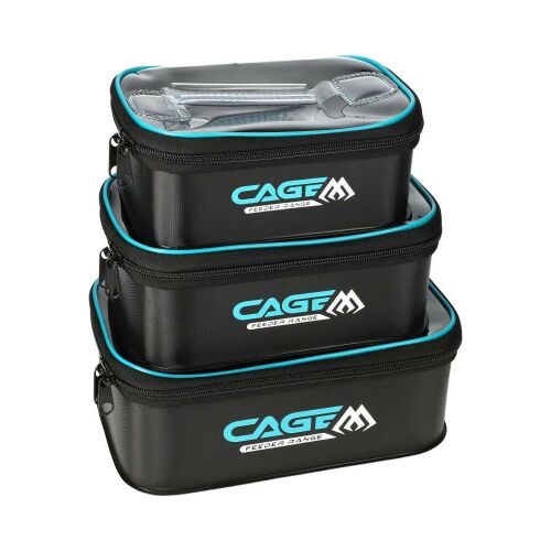 Mikado CAGE Feeder Box Szett, 3 darabos vízálló EVA horgásztáska átlátszó tetővel feeder horgász kiegészítők és csalik tárolására - Egyéb horgásztáska