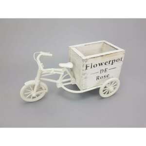 Műanyag tricikli fa kaspóval tégla fehér