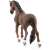 Schleich Trakehner horse figurine, brown with black mane and tail, walking pose, back view