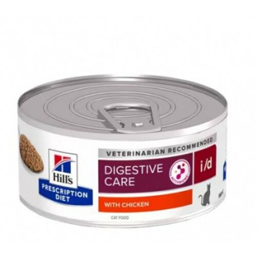Hill's Prescription Diet i/d Digestive Care nedves macskatáp konzerv csirkével, 156g, macskák emésztési egészségéért - Macskaeledel