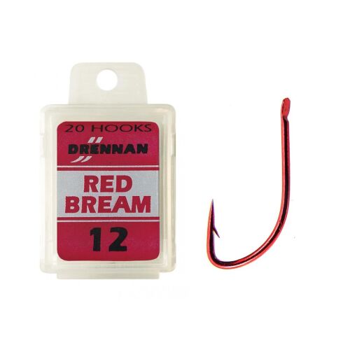 Drennan Red Bream 12-es méretű horgászhorog csomagolással, piros mikroszakállas horog keszeghorgászathoz - Horgász horog