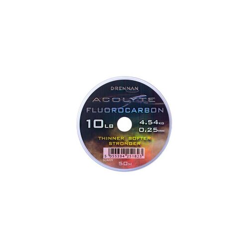 Drennan Acolyte Fluorocarbon horgászdamil, 0,25 mm átmérő, 4,54 kg szakítószilárdság, 50 m-es tekercs - Fluorocarbon zsinór
