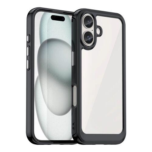 Hurtel Outer Space Case zselés kerettel iPhone 16-hoz - fekete