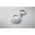 MILI Lifemate Life Tag Duo okos tárgykereső Apple Find My és Google Find Hub támogatással, ferde nézet fehér bőr PU tokban ezüst kulcstartóval
