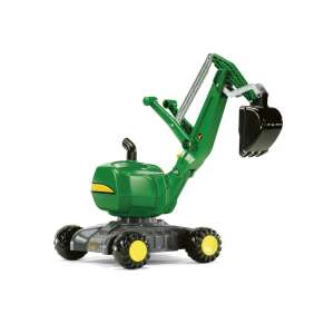 Rolly Toys John Deere Excavator, excavator de jucărie verde pentru copii, cu roți și un braț mobil - Mașină de lucru pentru copii