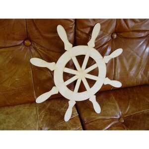 Fa hajó kormány, 42,5cm átmérő, natúr fa, tengeri dekoráció, faldekoráció, otthoni dekoráció, hajó kormány díszítés, fa hajó kormány díszítés - Fa felirat & dekorációs elem