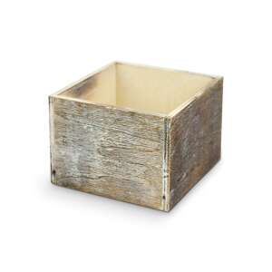 Szürkésbarna koptatott fa kocka, 11x11cm - Művészet & Hobbi