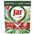 Jar Platinum Plus All-in-One mosogatógép kapszula 54 darabos kiszerelésben, a termék csomagolását, márkajelzését és tisztítási funkcióit bemutatva.