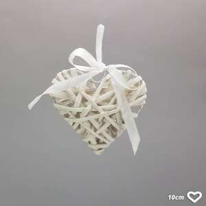 Fehér vessző szív fém vázon 10cm 44999081 Lakásdekoráció