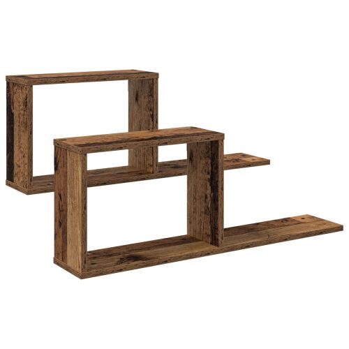 vidaXL Lebegő polcok 2 db, régi fa megjelenésű, 80 x 15 x 30 cm