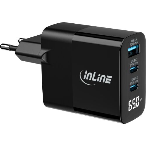 InLine 31552 mobiltelefon töltő Univerzális Fekete Váltakozó áram Gyorstöltés Beltéri