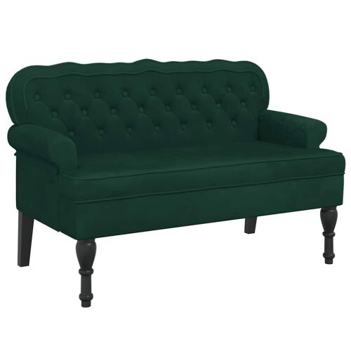 vidaXL sötétzöld bársony pad háttámlával 119,5 x 64,5 x 75 cm