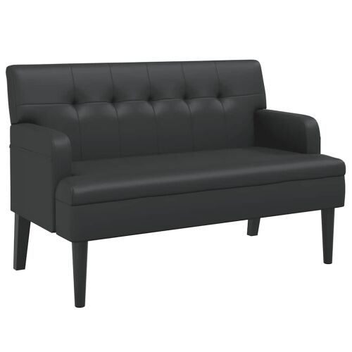 vidaXL fekete műbőr pad háttámlával 112 x 65,5 x 75 cm