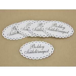 5 db fehér ovális fa tábla "Boldog születésnapot" felirattal, tökéletes születésnapi dekorációhoz - Művészet & Hobbi