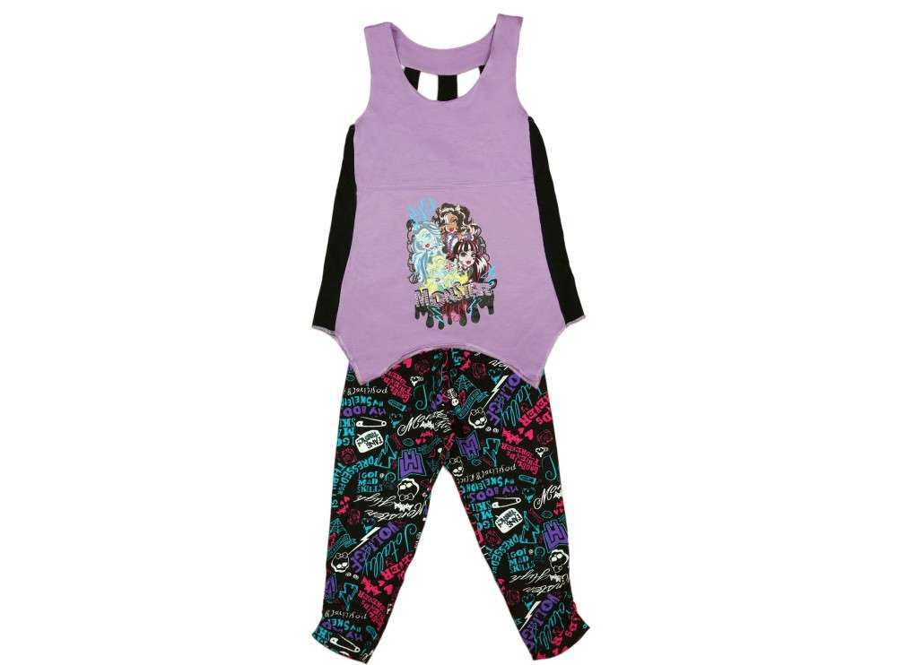 2 részes lányka ruha Szett - Monster High - lila-fekete