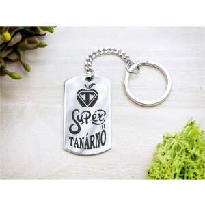 Acél kulcstartó 'Szuper tanárnő' felirattal, tökéletes ajándék tanároknak - Ajándék kulcstartó