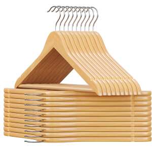 20 kusov SONGMICS vešiakov, vešiaky na oblečenie z javorového dreva s výrezmi na ramená, tyč na nohavice, 360 stupňový otočný háčik - SONGMICS Vešiaky a stojany