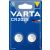VARTA CR2025 3V lítium gombelem, 2 darabos kiszerelés kék kiskereskedelmi csomagolásban, VARTA logóval és termékadatokkal, kis elektronikai eszközökhöz alkalmas
