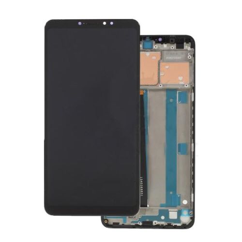 Xiaomi Mi Max 3 fekete OEM LCD kijelző érintővel kerettel, előlap - Telefon alkatrész
