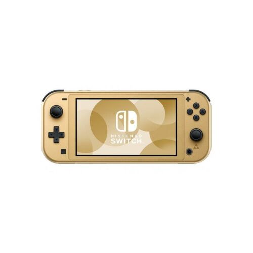 Nintendo Switch Lite Hyrule Edition arany konzol, elölnézet a kijelzővel, amin a Nintendo Switch logó látható, hordozható játékra - Gaming