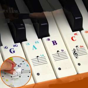 Piano keyboard stickers with notes and letters, colorful, transparent, for beginners - Sticker, Magnet