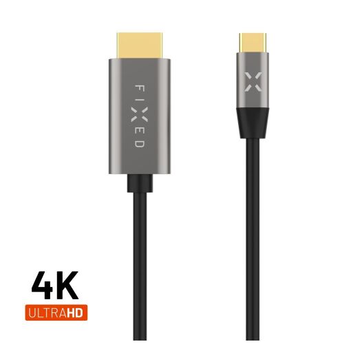 FIXED videó kábel USB-C/HDMI USB-C 3.1 Gen 2 18Gbps HDMI 2.0 4K60Hz 2m, szürke 168237741 - HDMI kábel