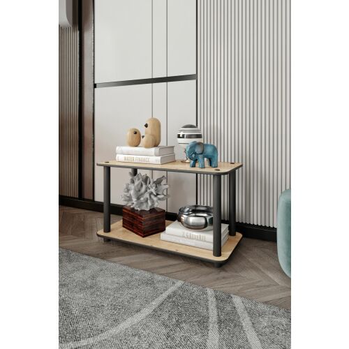 Hanah Home Coffee Table Oak Bookcase 2-Tiers Rect - Oak 168291557 - Dohányzóasztal