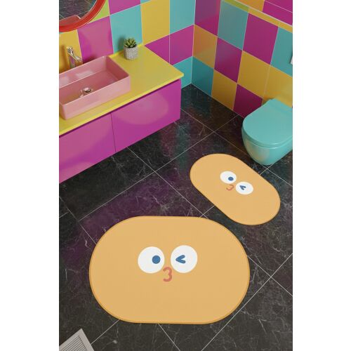 L'essential Maison Fürdőszoba szőnyeg szett (2 darabos) Orange Stranger Face 168297625 - Fürdőszoba szőnyeg
