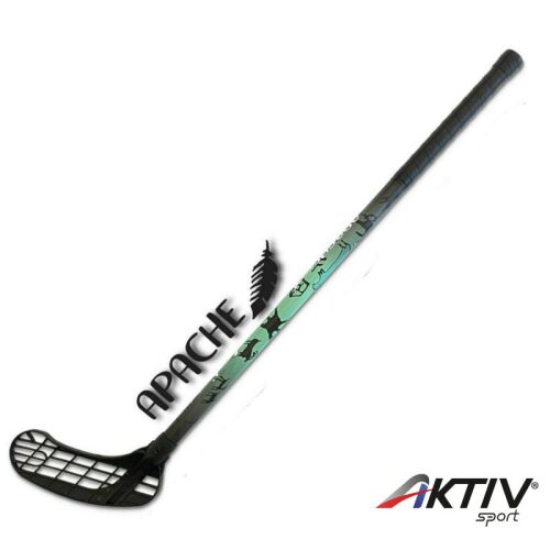 Apache Floorball ütő, 95/106 cm balos zöld-fekete markolattal, felnőtt méret, PP és PEHD anyagból - Játék