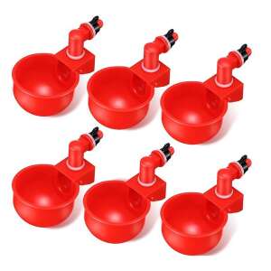 6 pack of red plastic chicken waterer cups - Pig
