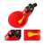 Close up of red plastic chicken waterer with yellow valve